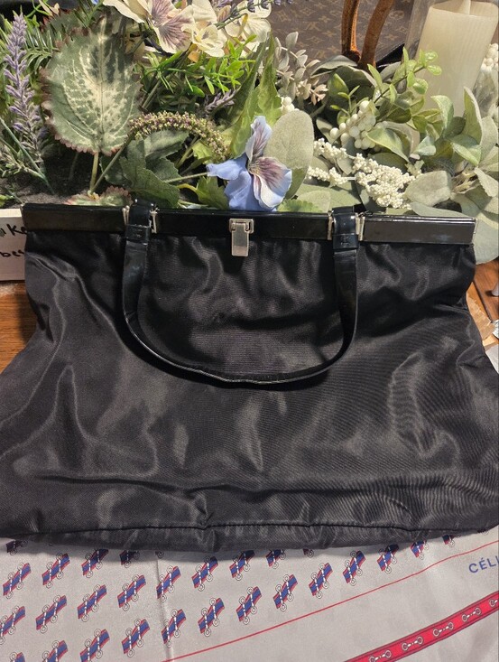 Prada Handbags - Prada Black Shoulder Bag with Glossy Trim